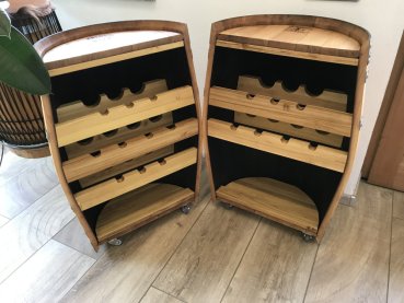 Preview: Tischfass Holzfass Fassschrank Fassbar Fasstisch Weinregal als Stehtisch gebrauchtes Weinfass